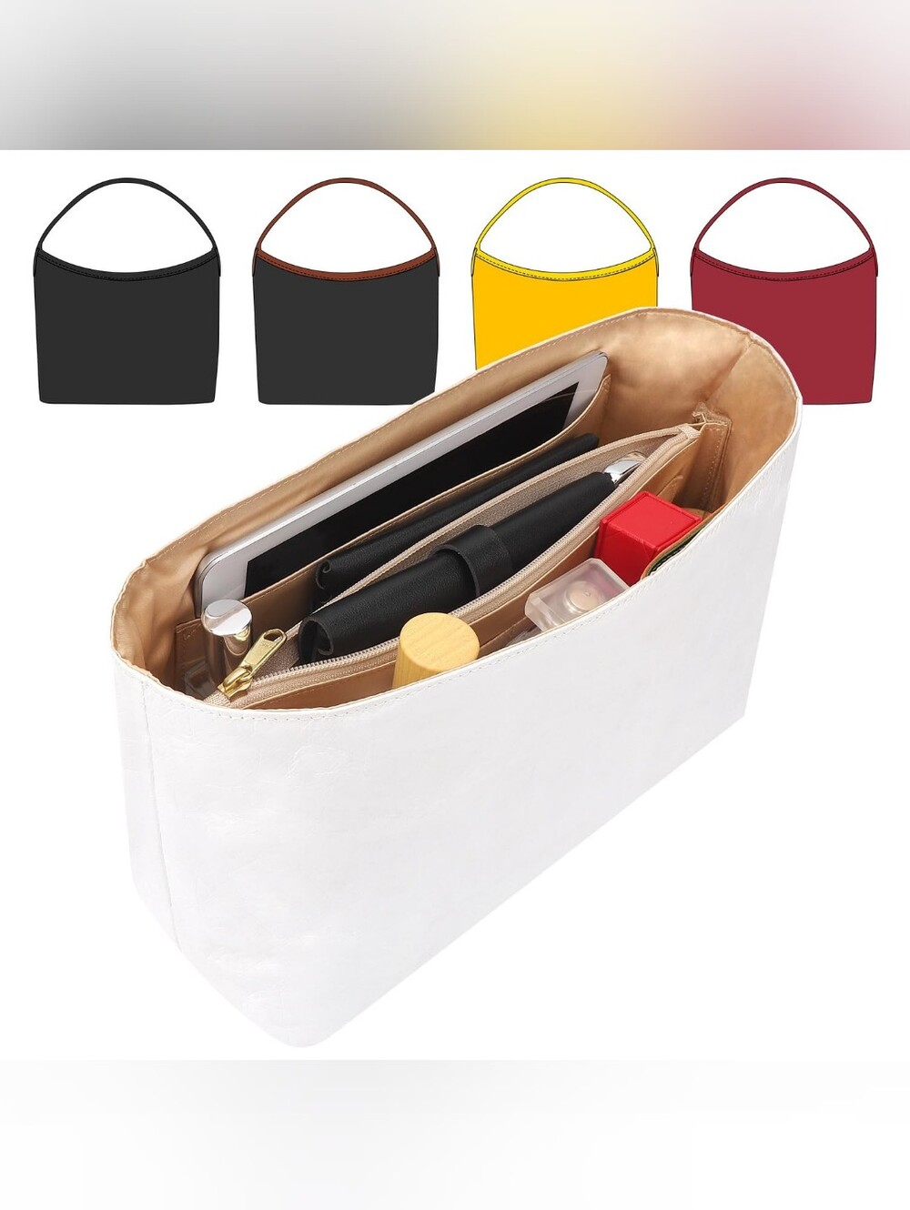 WOMEN'S Purse Organizer Insert  Handbag White